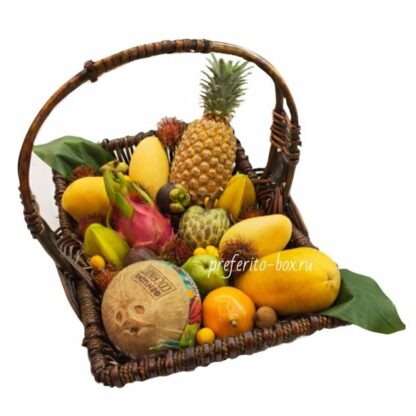 экзотические фрукты, доставка фруктов москва, подарочная корзина, фруктовая корзина, корзина с фруктами, подарок на 8 марта, подарок на новый год, фрукты из тайланда, подарки москва
