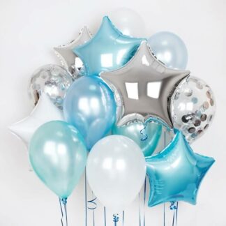 Воздушные шары, связка из шаров голубого цвета, доставка шаров по Москве, воздушные шары на праздник