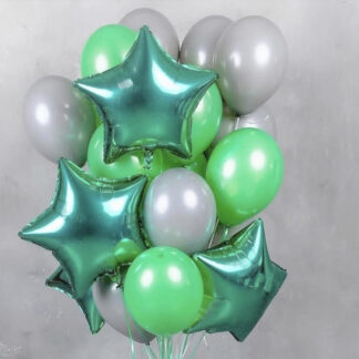 Фонтан из шаров с гелием для мальчика, Купить воздушные шары в Москве с доставкой, Шарики на 23 февраля, Украсить праздник шарами на 23 февраля, Преферито, Шары с гелием, Зелёные шары, Шарики для мальчика на день рождения