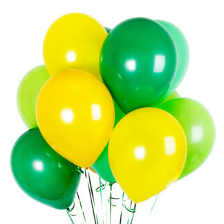 Связка из шаров с гелием жёлтого зелёного цвета, шарики с гелием купить дешево, Фото шаров зелёного цвета, купить с доставкой по Москве шары на праздник, шарики для мальчика,шары, преферито