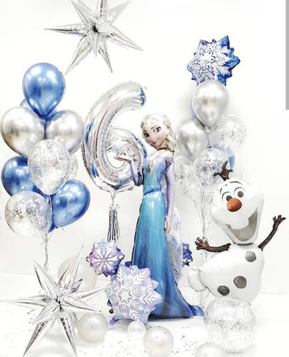 Связка из воздушных шаров "Холодное сердце", Шарики на день рождения, Воздушные шары Эльза и Анна