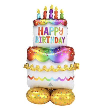 Стоячий большой шар фигура из фольги Торт 134 см., Шарик из фольги торт, Шар в виде торта, Огромный шар на день рождения, шар торт в полный рост ребёнка, Ходячий шар торт
