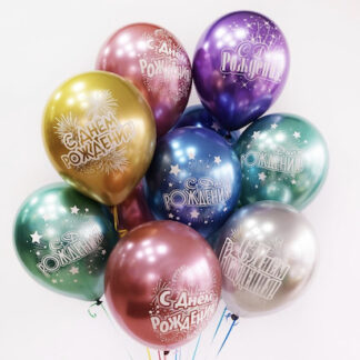 Связка из хромированных воздушных шаров на день рождения, Воздушные шары на дом купить
