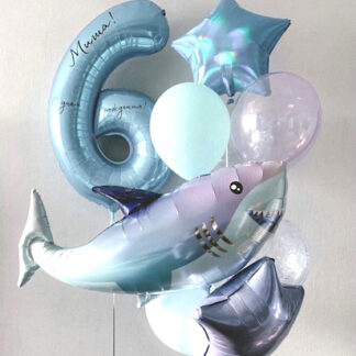 Шарик акула купить, шарики на 6 лет для мальчика купить, доставка шаров, шарики с акулой, шары с морской тематикой, голубые шары, шар фигура акула, шары с рыбками, воздушные шары для мальчика, шарики водный мир