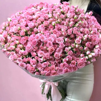Букет из 101 кустовой розы купить, заказать большой букет из роз срочно, Доставка цветов, Купить розовый букет большой, Большие букеты из роз на заказа, Доставка роз круглосуточно, доставка цветов, шикарный розовый букет