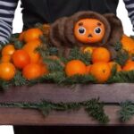 Чебурашка с апельсинами купить, Детский подарок с чебурашкой заказать, Чебурашка с мандаринами заказать, купить букет из мандаринов, Новогодний букет с чебурашкой, Новогодний подарок, ящик с мандаринами купить, Чебурашка, Букет для ребёнка, фруктовый набор, Новогодний набор